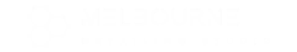 White horizontal logo for Melbourne Detailing Studio, professional car detailing experts in Melbourne.